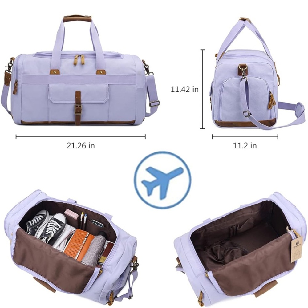 Stylish Lavender and Tan Men's Duffel Bag - Picture 2 of 3